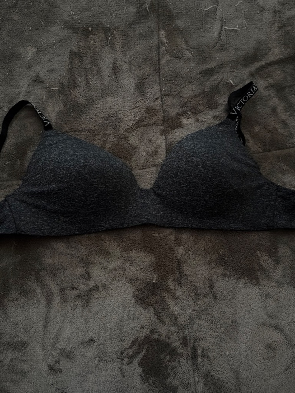 Victoria's Secret Charcoal Wireless T-Shirt Bra with Logo Straps